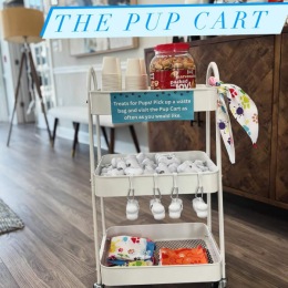 a cart with dog treats on it