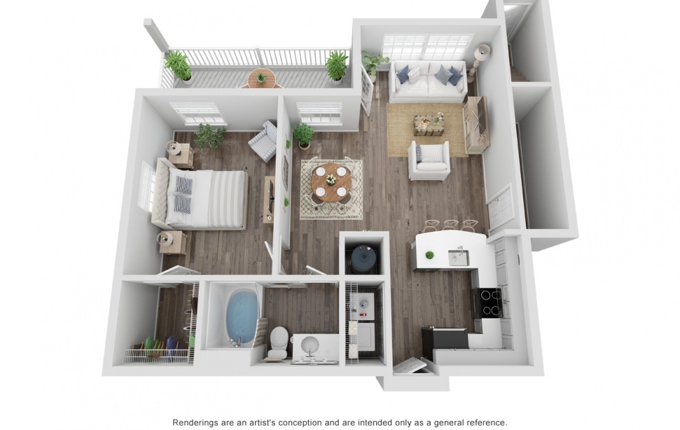 spruce - 1 bedroom floorplan layout with 1 bath and 785 square feet.